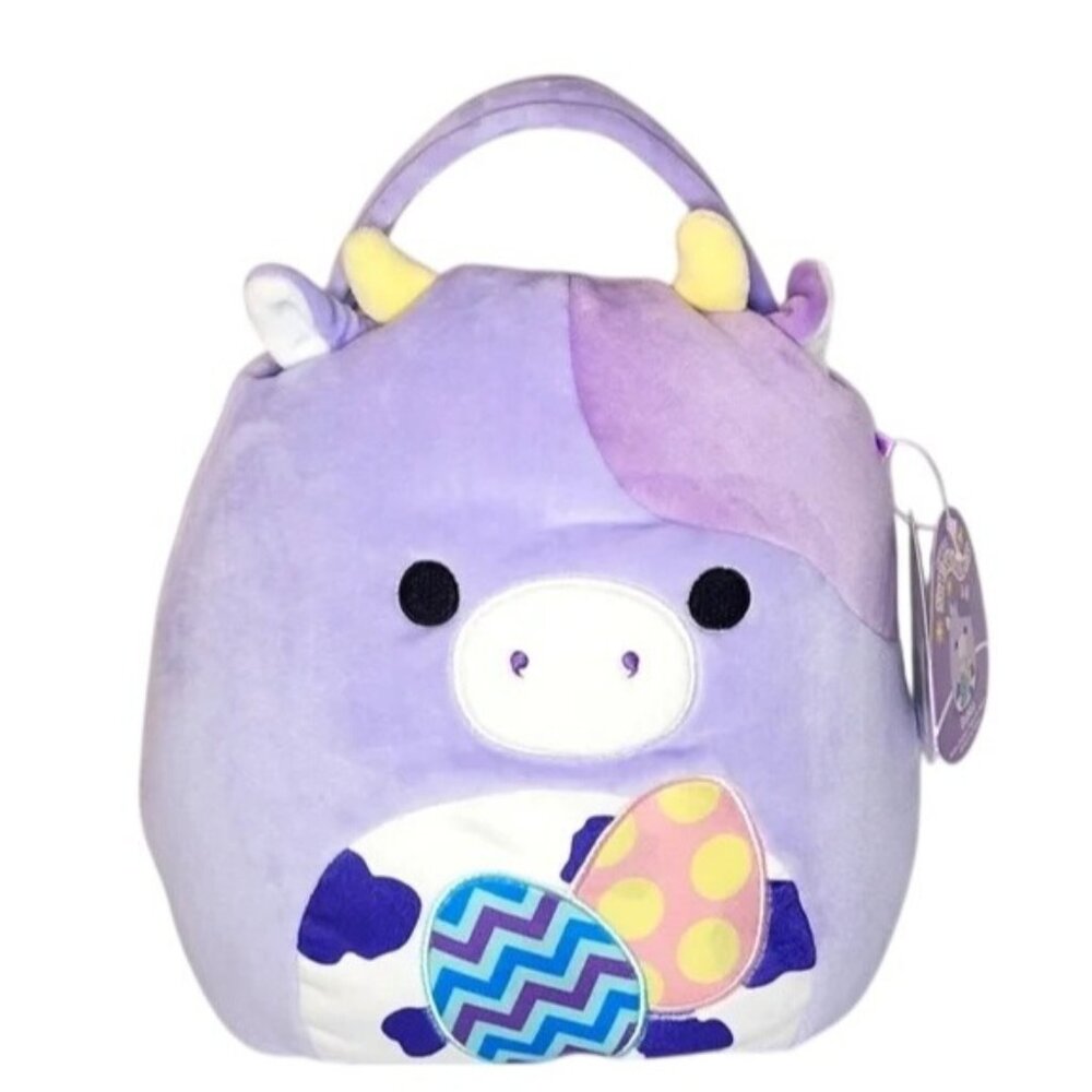 Original Squishmallows Easter Basket Bubba Cow Handle Plush Huggable Kids NEW